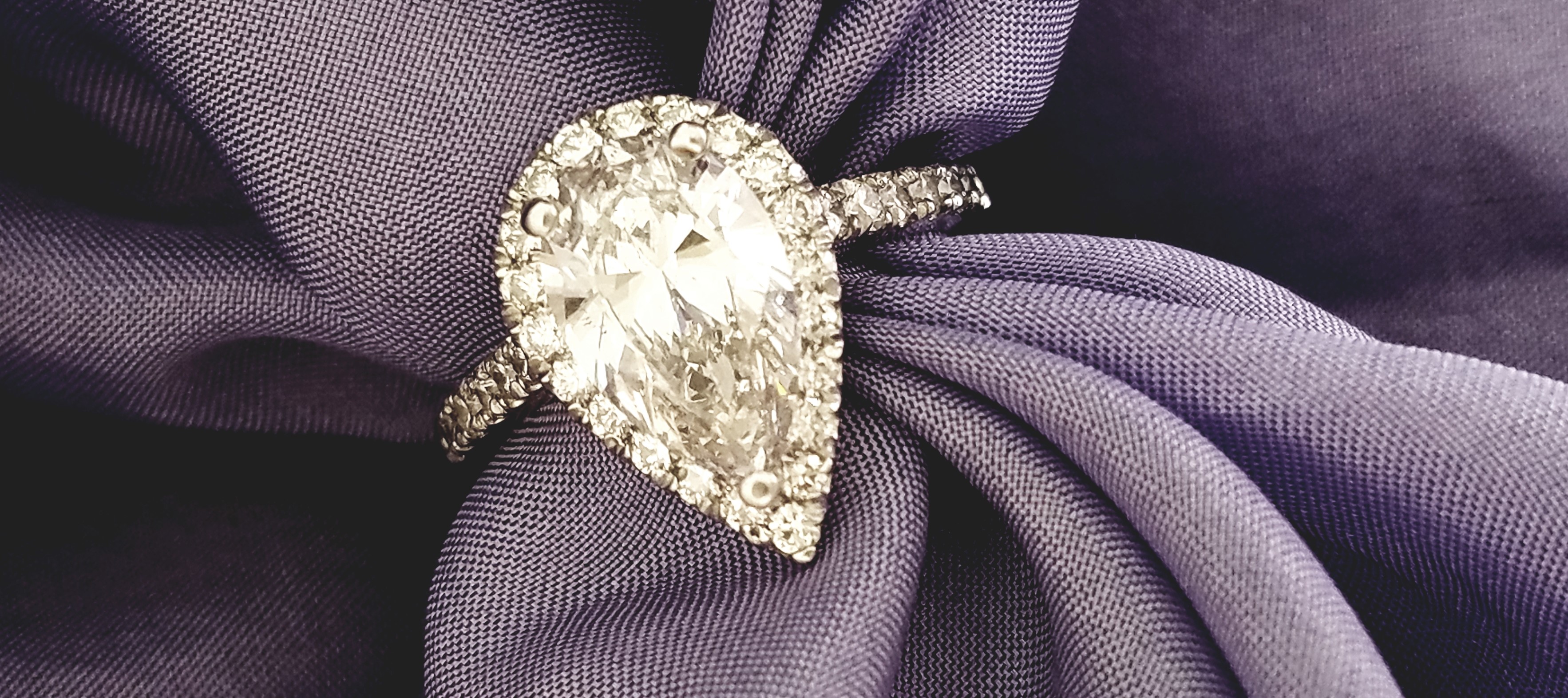 Pear shape diamond custom engagement ring